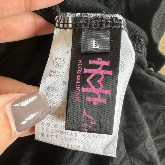 HUGS & HONIS Hawaiian Designer Signature Graphic Cowl Neck Stretchy Blouse Top L - Picture 4 of 5